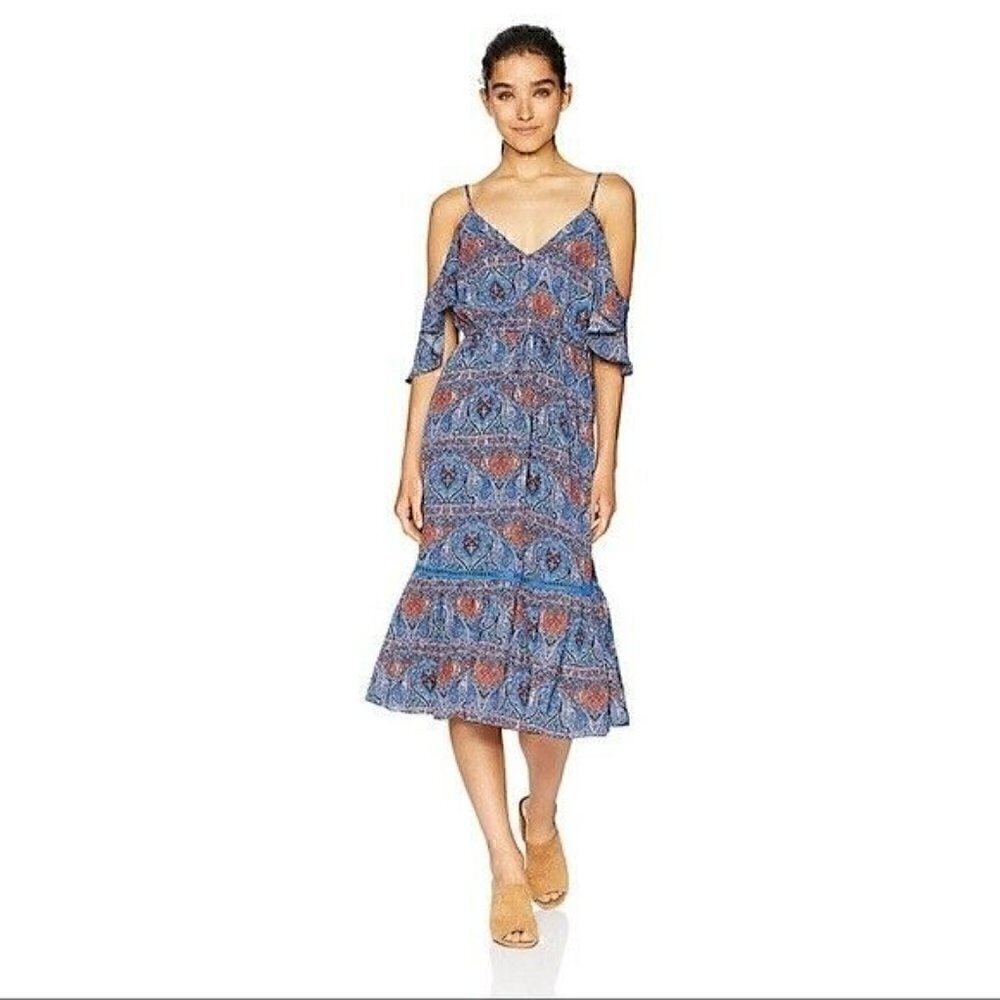Jack by BB Dakota Dress Size Small Women's Marrakeh Blue Off Shoulder NEW